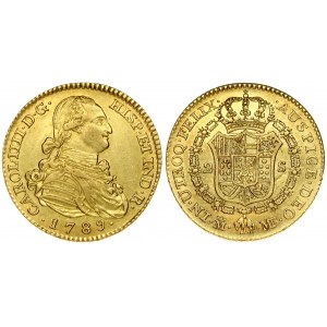 Spain 2 Escudos 1789 MF Charles IV(1788-1808). Obverse: Bust right. Obverse Legend...