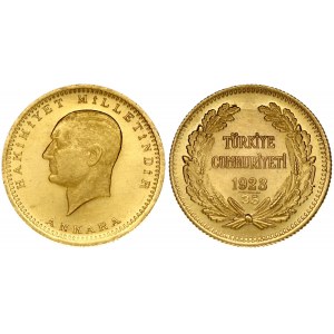Turkey 100 Kurush 1923/35-1958 Obverse: Head of Atatürk left. Reverse: Legend and date within wreath. Gold 7.17g...