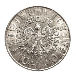 Polska, II Rzeczpospolita (1918-1939), 10 złotych 1939, Piłsudski, Warszawa