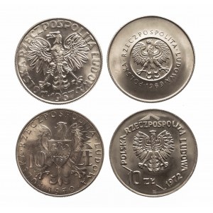 Polska, PRL (1944-1949), zestaw 4 monet 10-złotowych 1967-1972