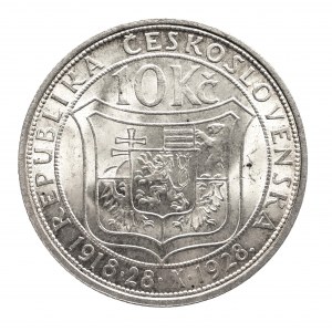 Czechosłowacja, Pierwsza Republika (1919 - 1938), 10 koron 1928, 10-lecie niepodległości - Masaryk