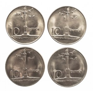 Polska, PRL (1944-1989), 10 złotych 1965 - zestaw 4 monet: Kolumna Zygmunta.