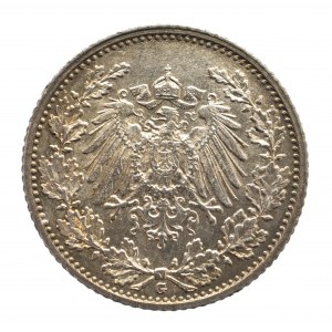 Niemcy, Cesarstwo Niemieckie (1871-1918), 1/2 marki 1906 G, Karlsruhe.