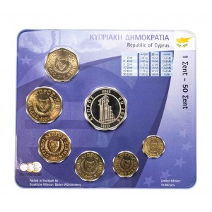 Cypr, blister z monetami obiegowymi, 2004.
