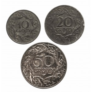 Polska, Generalna Gubernia, zestaw 3 monet.