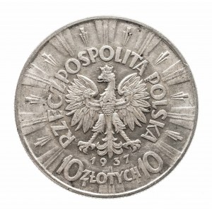 Polen, Zweite Republik (1918-1939), 10 Zloty 1937, Piłsudski, Warschau.