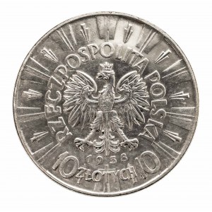 Poľsko, Druhá republika (1918-1939), 10 zl. Piłsudski 1938, Piłsudski, Varšava.