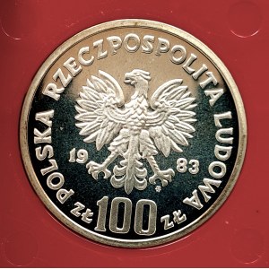 Polska, PRL (1944-1989), 100 złotych 1983, Ochrona Środowiska - Niedźwiedzie - próba, srebro.