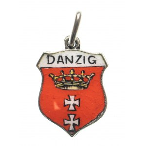 Wolne Miasto Gdańsk, srebrny emaliowany znaczek z herbem Gdańska.