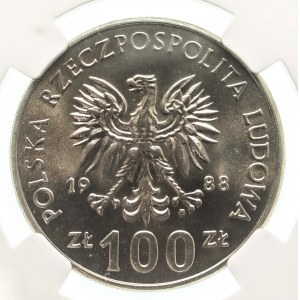 Polska, PRL (1944-1989), 100 złotych 1988, 70. Rocznica Powstania Wielkopolskiego. Józef Stasiński. NGC MS 66.