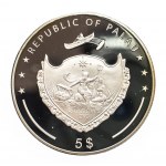 Palau, 5 dolarów 2006, srebro 999, prawdziwa czarna perła.