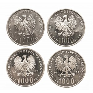 Polska, PRL (1944-1989), zestaw 4 monet Jan Paweł II, moneta 1000 zł 1982 .