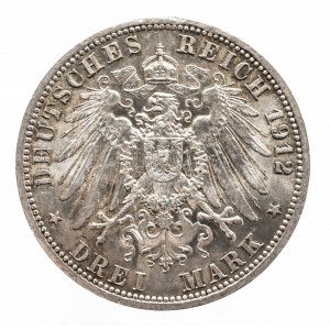 Niemcy, Cesarstwo Niemieckie (1871-1918), Prusy, Wilhelm II 1888-1918, 3 marki 1912 A, Berlin
