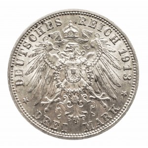 Niemcy, Cesarstwo Niemieckie (1871-1918), Bawaria, Otto 1886-1913, 3 marki 1913 D, Monachium