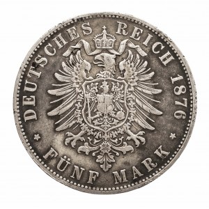 Niemcy, Cesarstwo Niemieckie (1871-1918), Bawaria, Ludwik II 1864-1886, 5 marek 1876 D, Monachium