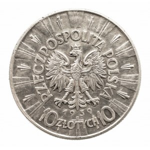 Poľsko, Druhá poľská republika (1918-1939), 10 zlotých 1939, Piłsudski, Varšava
