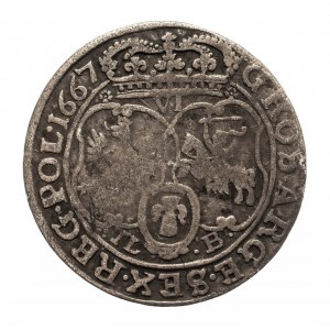 Poland, John II Casimir (1648-1668), sixpence 1667 TL B, Bydgoszcz.