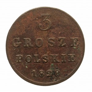 Królestwo Polskie, Mikołaj I (1825-1855), 3 grosze polskie 1828 FH, Warszawa.
