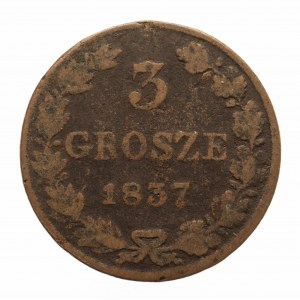 Russian Partition, Nicholas I (1825-1855), 3 pennies 1837 MW, Warsaw.