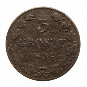 Russian Partition, Nicholas I (1825-1855), 3 pennies 1838 MW, Warsaw.