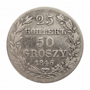 Polska, Zabór rosyjski, Mikołaj I (1825-1855), 25 kopiejek, 50 groszy 1846 MW, Warszawa.