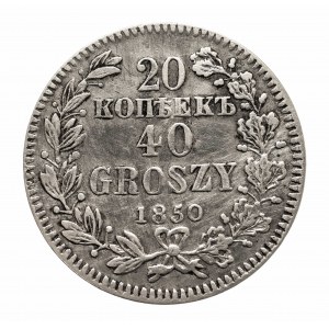 Polska, Zabór rosyjski, Mikołaj I (1825-1855), 20 kopiejek, 40 groszy 1850 MW, Warszawa.