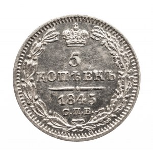Rosja, Mikołaj I (1825-1855), 5 kopiejek 1845 СПБ КБ, Petersburg