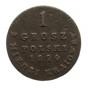 Poľské kráľovstvo, Alexander I. (1801-1825), 1 poľský groš 1824 I.B. z domácej medi, Varšava