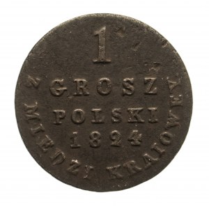 Królestwo Polskie, Aleksander I (1801-1825), 1 grosz polski 1824 I.B. z miedzi krajowej, Warszawa
