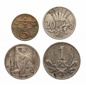 Czechosłowacja, Słowacja ciekawy zestaw monet obiegowych 1921-1946