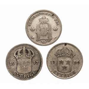 Szwecja, zestaw 3 monet 25 ore 1897 -1929