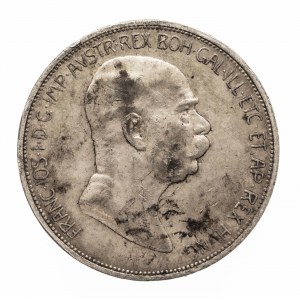 Austria, Franciszek Józef I (1848-1916), 5 koron 1908, Wiedeń, 60-lecie panowania