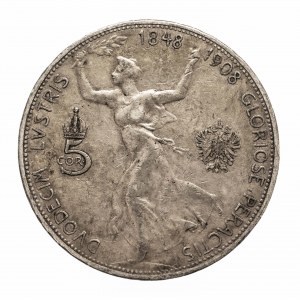 Austria, Franciszek Józef I (1848-1916), 5 koron 1908, Wiedeń, 60-lecie panowania