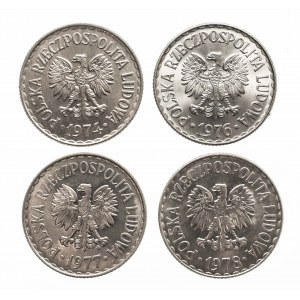 Polska, PRL (1944-1989), zestaw: 1 złoty 1974, 1976, 1977 i 1978