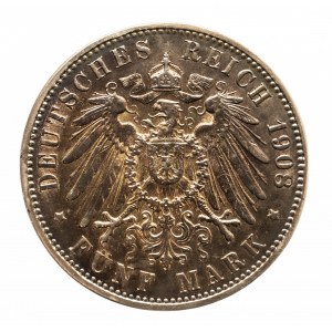 Niemcy, Cesarstwo Niemieckie (1871-1918), Hamburg, 5 marek 1908 J, Hamburg