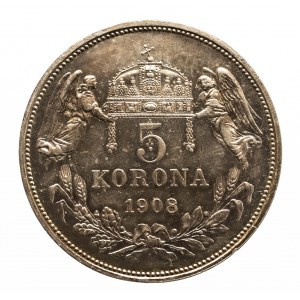 Węgry, Franciszek Józef I (1848-1916), 5 koron 1908, Kremnica