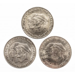 Polska, PRL (1944-1989), 200 złotych 1975, XXX rocznica Zwycięstwa nad Faszyzmam, Warszawa, zestaw 3 szt.