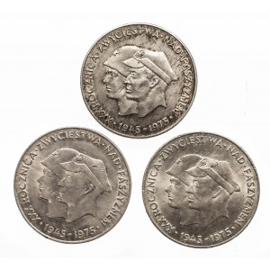 Polska, PRL (1944-1989), 200 złotych 1975, XXX rocznica Zwycięstwa nad Faszyzmam, Warszawa, zestaw 3 szt.