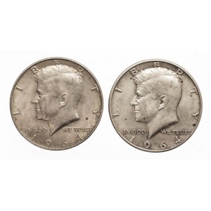 Stany Zjednoczone Ameryki (USA), zestaw 2 srebrnych półdolarówek 1964.