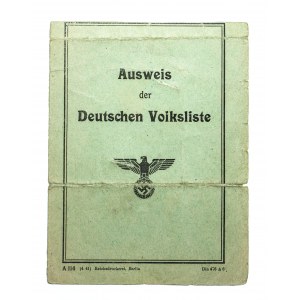 Niemcy, Trzecia Rzesza (1933-1945), Ausweis der Deutschen Volksliste, Kalisz 1941