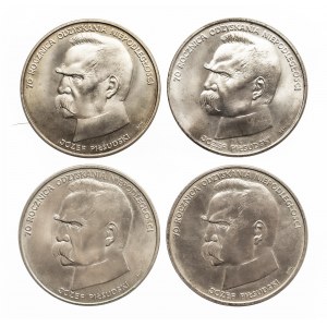 Polen, Volksrepublik Polen (1944-1989), 50000 Zloty 1988, Piłsudski, Satz von 4 Münzen