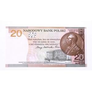 Polska, Rzeczpospolita od 1989 roku, NBP - banknot kolekcjonerski, 20 złotych, Maria Skłodowska-Curie, Warszawa 2011