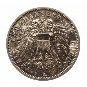 Niemcy, Cesarstwo Niemieckie (1871-1918), Lubeka, 3 marki 1909 A, Berlin
