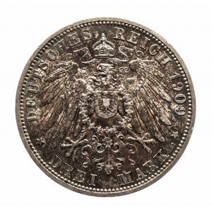 Niemcy, Cesarstwo Niemieckie (1871-1918), Lubeka, 3 marki 1909 A, Berlin