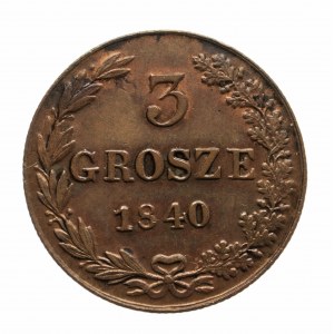 Russische Teilung, Nikolaus I. (1825-1855), 3 grosze 1840 MW, Warschau