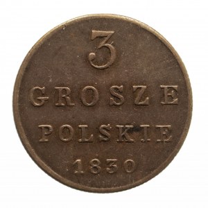 Kingdom of Poland, Nicholas I (1825-1855), 3 Polish pennies 1830 FH, Warsaw
