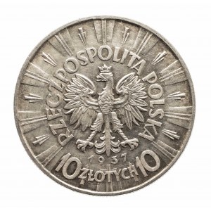 Poľsko, Druhá republika (1918-1939), 10 zlotých 1937, Piłsudski, Varšava.