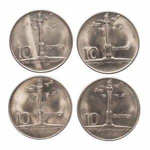 Polsko, PRL (1944-1989), 10 zlotých 1965 - sada 4 mincí: Zikmundův sloup.