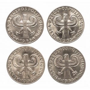 Polsko, PRL (1944-1989), 10 zlotých 1965 - sada 4 mincí: Zikmundův sloup.