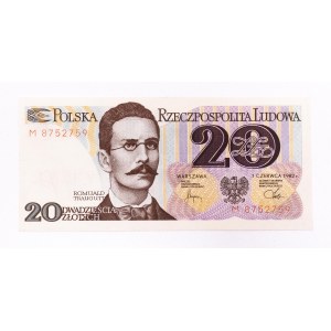 Polska, PRL (1944 - 1989), 20 ZŁOTYCH 1.06.1982, seria M.